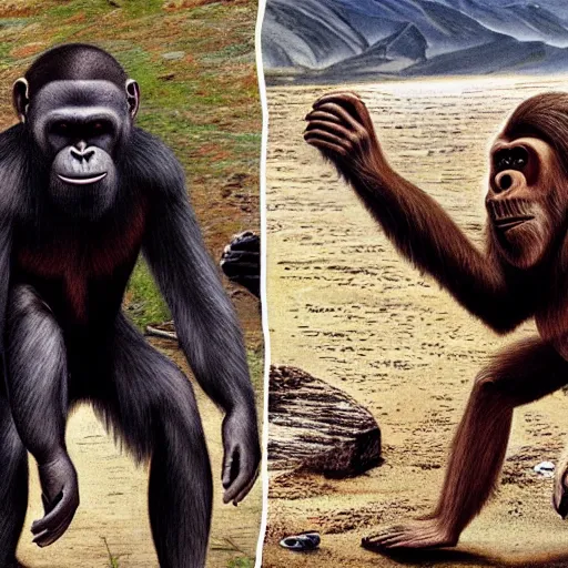 Image similar to the evolution of human beings from ape to human with several missing links
