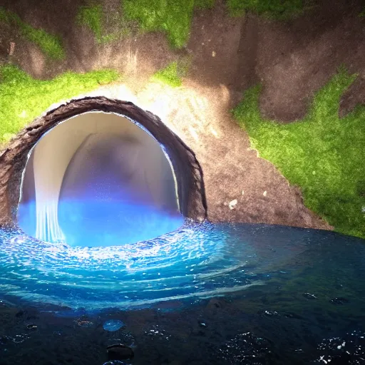 Prompt: the earth leaking water through a hole in the bottom, 4 k hdr, unreal engine 5, ray tracing, digital art, ultrarealistic