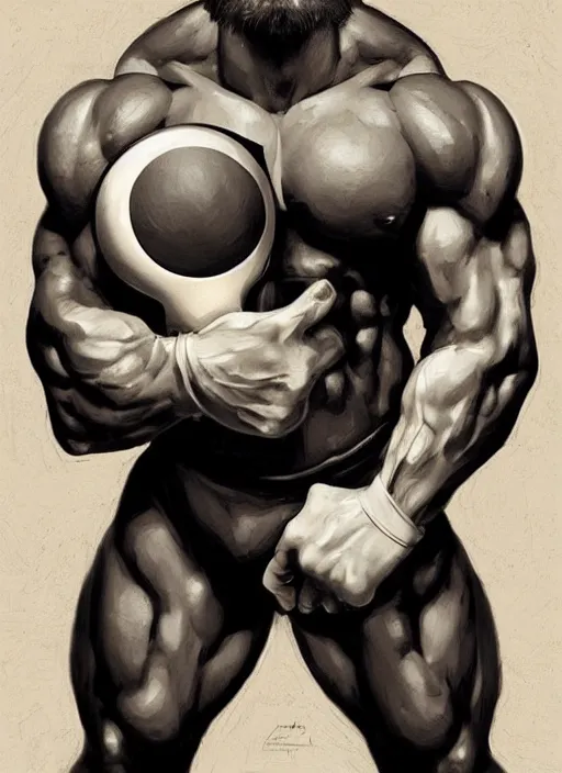 Image similar to gigachad luigi holding a bomb by ilya kuvshinov, bodybuilder ernest khalimov, super mario bros symmetrical face concept art, hyper realistic, intricate, elegent, highly detailed, digital painting, concept art, smooth, sharp, focus, illustration, art by artgerm and greg rutkowski and alphonse mucha, artstation