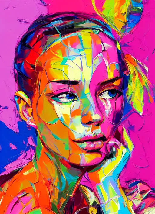 Prompt: portrait of a female model, vivid, intricate, highly detailed, smooth, digital illustration by francoise nielly