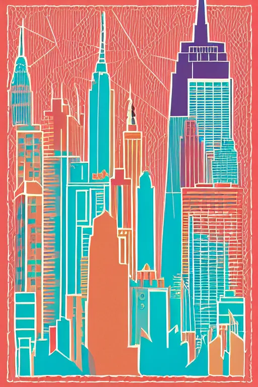 Image similar to minimalist boho style art of colorful new york, illustration, vector art