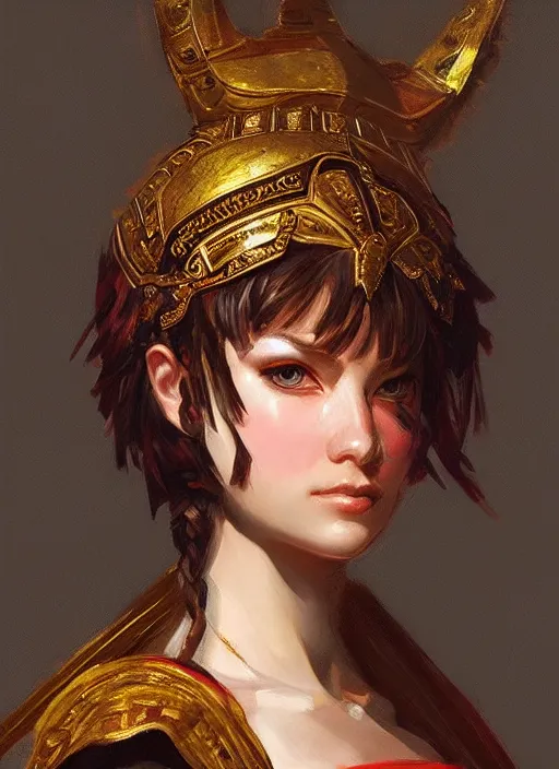 Image similar to portrait of an ancient roman character in incredible rich ornate armor, by ilya kuvshinov, by thomas lawrence, by bayard wu, trending on artstation, masterpiece