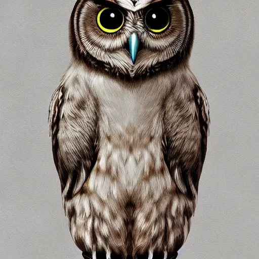 Prompt: a furry owl, digital art by ninxeas