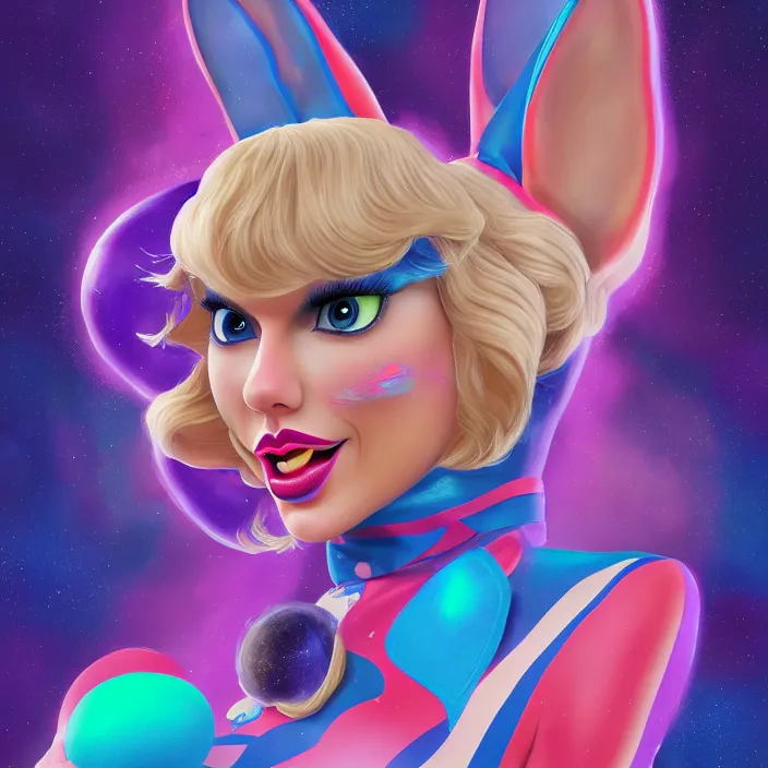 Prompt: portrait of Taylor Swift as Lola Bunny in Space Jam. HD, 4K. intricate abstract. intricate artwork. by Tooth Wu, wlop, beeple, dan mumford. octane render, trending on artstation, greg rutkowski very coherent symmetrical artwork. cinematic, hyper realism, high detail, octane render, 8k, iridescent accents