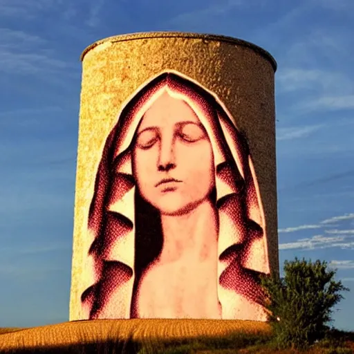 Image similar to sunset clouds in shape of a giant virgin mary face ( 1 0 0 ) like toast