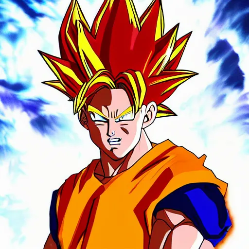 Image similar to Lebron James cosplay as Super saiyan Goku, detailed digital art, colourful masterpiece beautiful beautiful beautiful