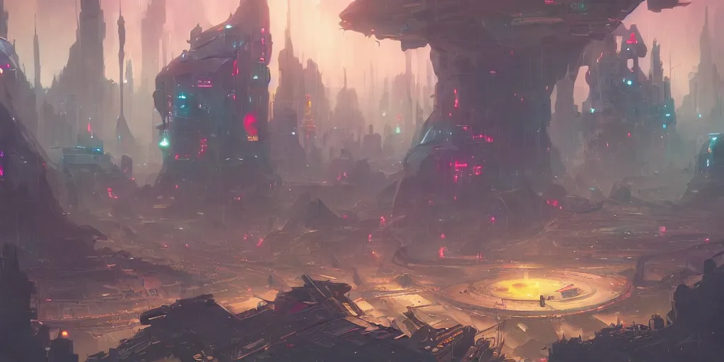 Image similar to cyberpunk world as seen from outer space concept art by pete mohrbacher and artgerm and wlop and greg rutkowski, digital art, highly detailed, intricate, sci-fi, neon colors, sharp focus, Trending on Artstation HQ, deviantart, unreal engine 5, 4K UHD image