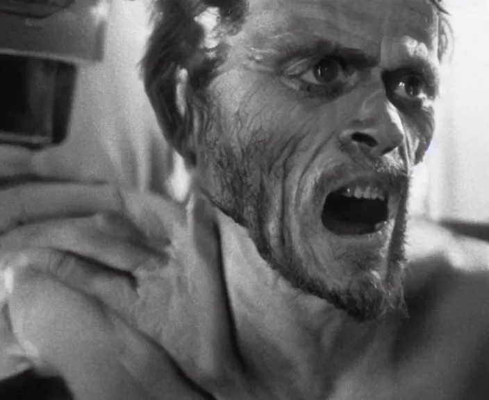 Image similar to a still of willem dafoe in squirm ( 1 9 7 6 ), 4 k, hi - res