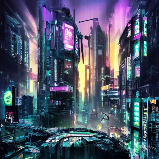 Prompt: cyberpunk city apocalypse now