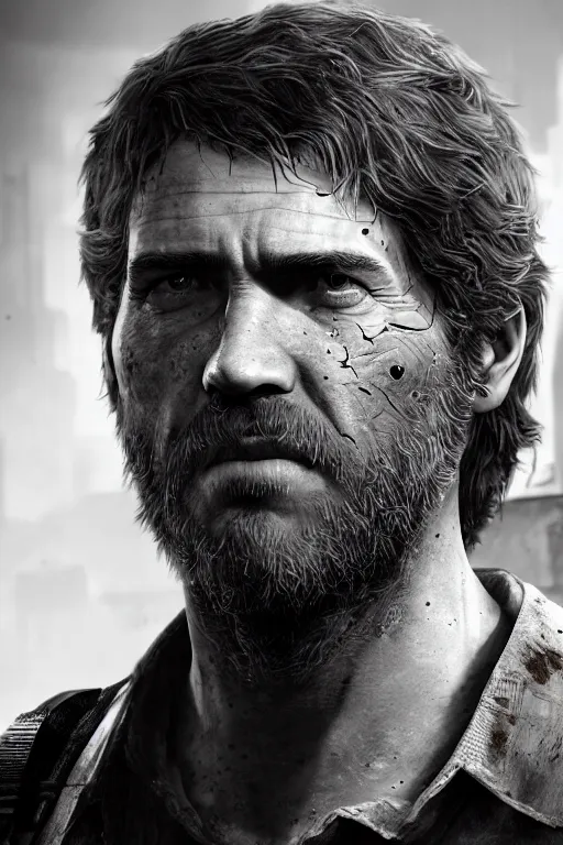 Prompt: ultra realistic facial portrait of joel from the last of us part 2, digital art, character portrait, highly detailed, trending on artstation, lens flare, atmosphere, hyper realistic, cinematic lightning, sharp focus, unreal engine 5, extreme details perfect face, pretty face, fine - face, illustration, 8 k, ultra texture, masterpiece