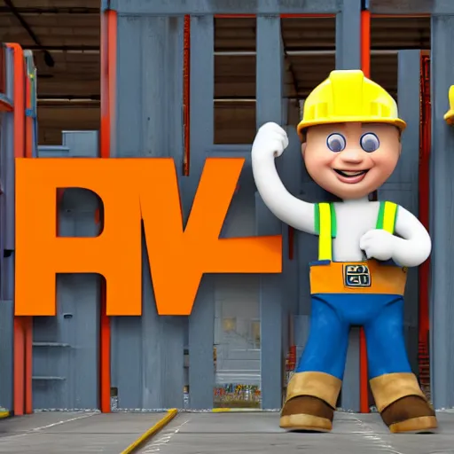 Image similar to bob the builder at home depot, 4 k, hyper realistic, dslr, high resolution, landscape, beautiful