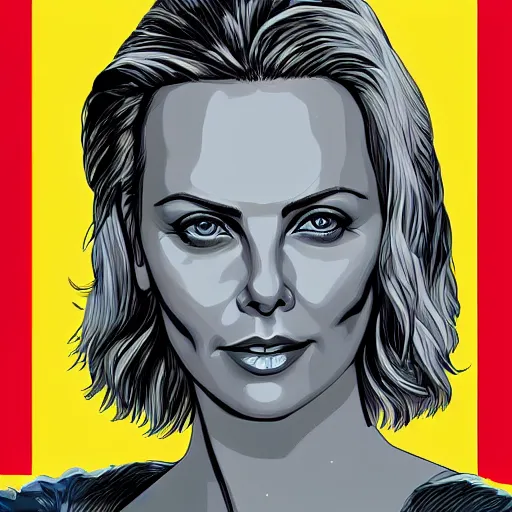 Image similar to “ charlize theron retro minimalist portrait, ultra detailed, by jean giraud, 8 k ”