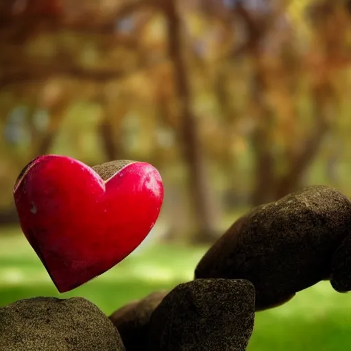 Image similar to heart scuplture, photographic, realistic, hd, bokeh