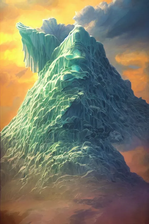 Image similar to iceberg lettuce face, painted by neil gaiman and glen orbik and julie bell and don maitz, trending on artstation, dramatic lighting isometric view epic fantasy, muted colors, futuresynth, psychedelic, lettrism