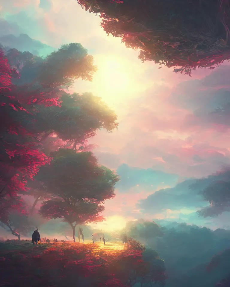 Image similar to Cognitive Transcendence, intricate, elegant, fantasy, highly detailed, digital painting, concept art, sharp focus, illustration, beautiful volumetric lighting, epic light, artstation, magic hour lighting, colorful, art by Sylvain Sarrailh