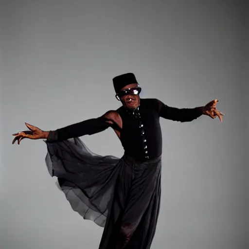 Prompt: Samuel L. Jackson dressed as a ballerina, dancing gracefully