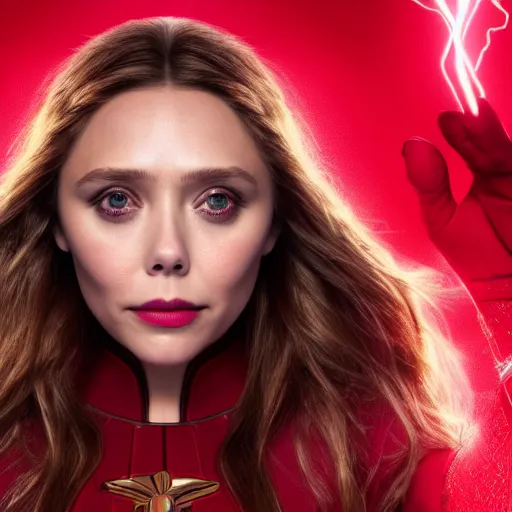 Prompt: A portrait of elizabeth olsen as the scarlet witch, 8k resolution