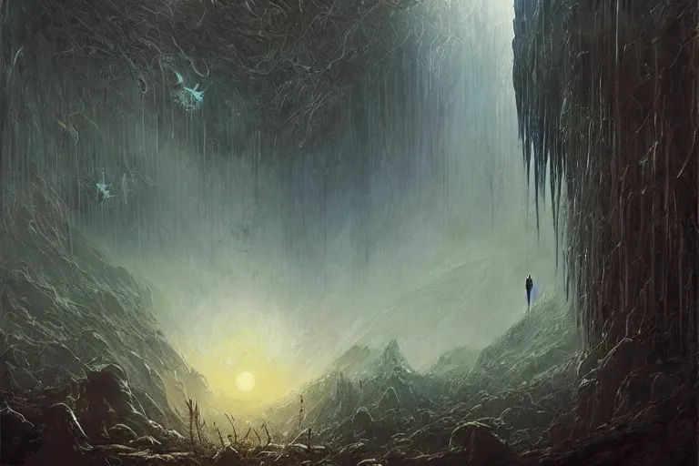 Image similar to amazing concept painting, by Jessica Rossier and HR giger and Beksinski, hallucination, garden of eden