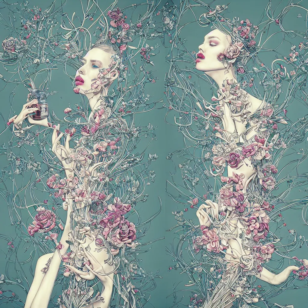 Image similar to fragrance advertising campaign by james jean, highly detailed, intricate