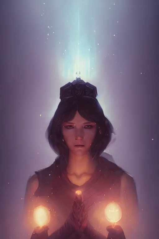 Prompt: a fancy close up portrait of a beautiful light mage using magic by Greg Rutkowski, Sung Choi, Mitchell Mohrhauser, Maciej Kuciara, Johnson Ting, Maxim Verehin, Peter Konig, final fantasy , mythical, 8k photorealistic, cinematic lighting, HD, high details, atmospheric,