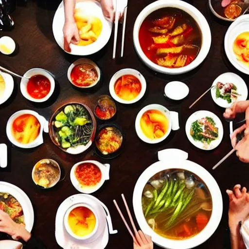 Prompt: hot pot is truly a social event and a hong kong food tradition