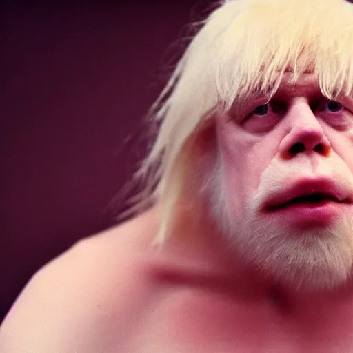 Prompt: boris johnson as an albino yeti realistic 3 5 mm candid shot forest