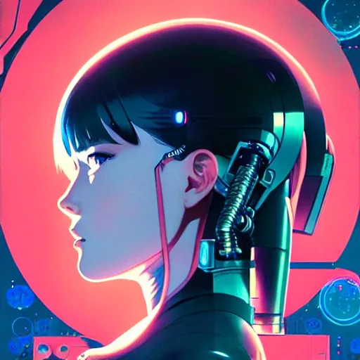 Image similar to side portrait scifi cyborg girl with robotic parts and spacesuit | | head only in center of image, audrey plaza, fine detail!! anime!! realistic shaded lighting!! poster by ilya kuvshinov katsuhiro otomo ghost - in - the - shell, magali villeneuve, artgerm, jeremy lipkin and michael garmash and rob rey