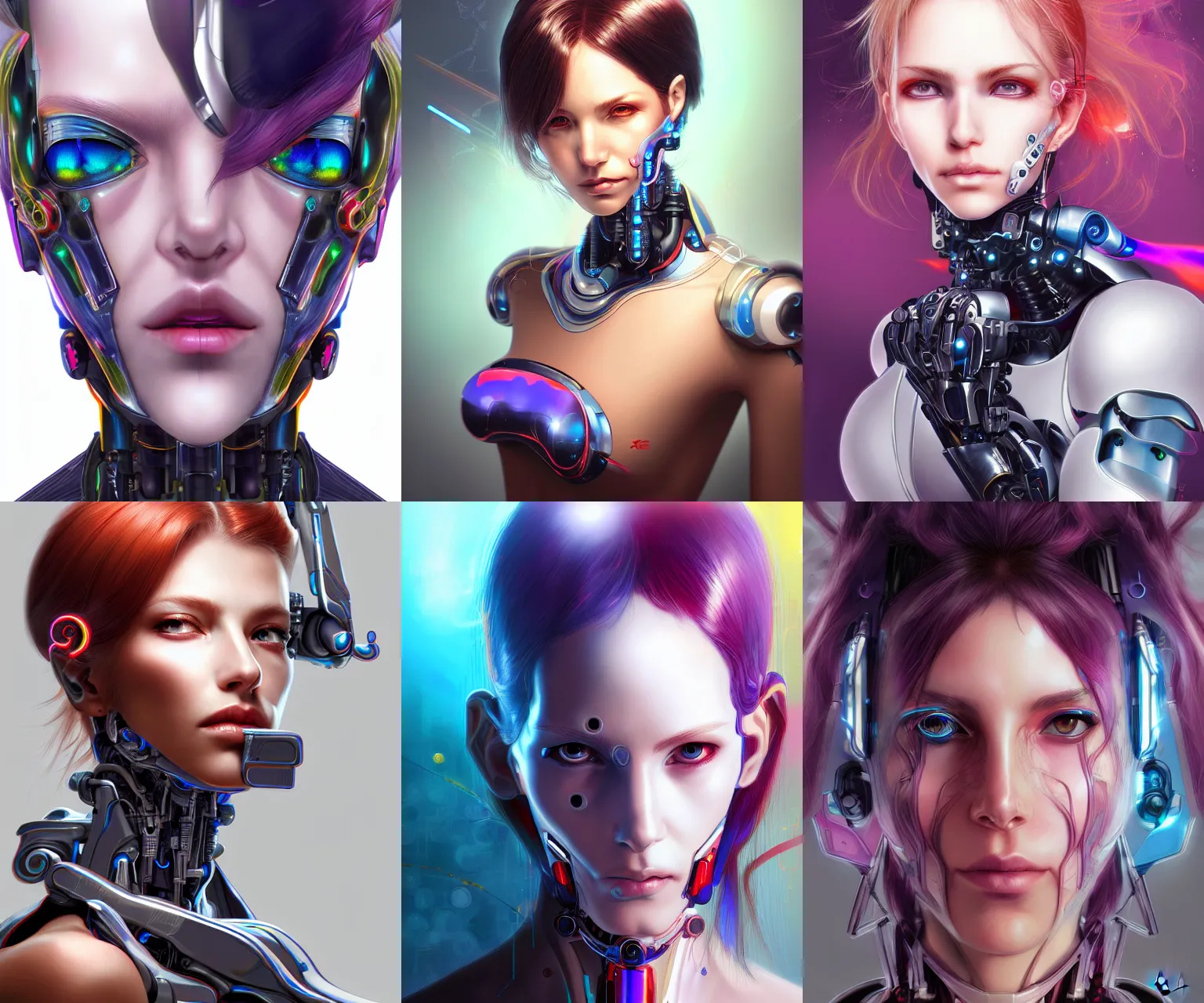 Image similar to portrait of a cyborg woman, fashion, beautiful, elegant colorful, artstation trending, deviantart, highly detailed, focus, smooth, by hirohiko araki, yoshitaka amano