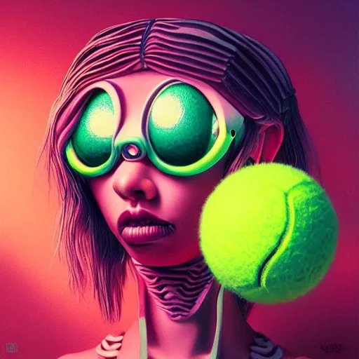 Image similar to Lofi vaporwave portrait tennis ball monster, Pixar style, Tristan Eaton, Stanley Artgerm, Tom Bagshaw