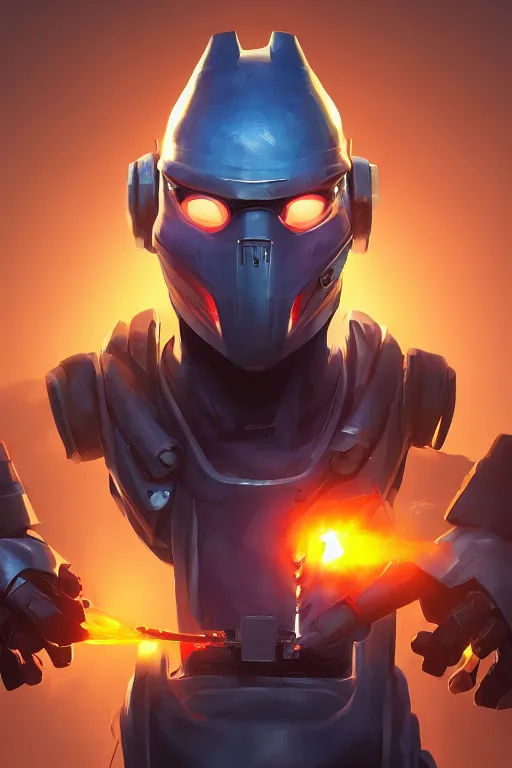 Image similar to epic mask helmet robot ninja portrait stylized as fornite style game design fanart by concept artist gervasio canda, behance hd by jesper ejsing, by rhads, makoto shinkai and lois van baarle, ilya kuvshinov, rossdraws global illumination radiating a glowing aura global illumination ray tracing hdr render in unreal engine 5