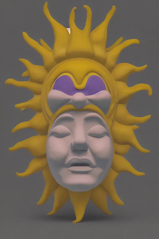 Image similar to clay style 3 d render of abstract sun - headed character'sun head '!!'mason lindroth '!!!!!'hylics style '!!! multimedia, stylized, 3 d graphics, visible fingerprints, clay texture, texture!!! 4 k image