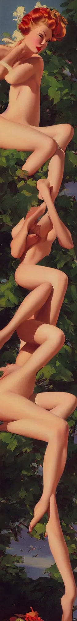 Image similar to a beautiful painting representative of the art style of gil elvgren