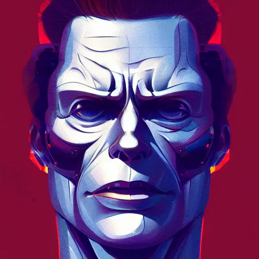 Image similar to face icon stylized minimalist the terminator, loftis, cory behance hd by jesper ejsing, by rhads, makoto shinkai and lois van baarle, ilya kuvshinov, rossdraws global illumination