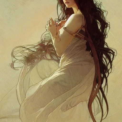 Image similar to a stairway to heaven that is collapsing, art by artgerm and greg rutkowski and alphonse mucha, elegant, intricate, highly detailed, digital painting, artstation, concept art, sharp focus, illustration, 8 k