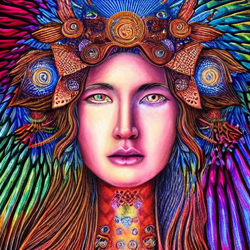 Image similar to Colored pencil art, Goddess Gaia, highly detailed, artstation, MasterPiece, Award-Winning, Caran d'Ache Luminance