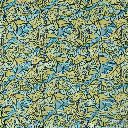 Prompt: a william morris pattern of ice cream cones and vines