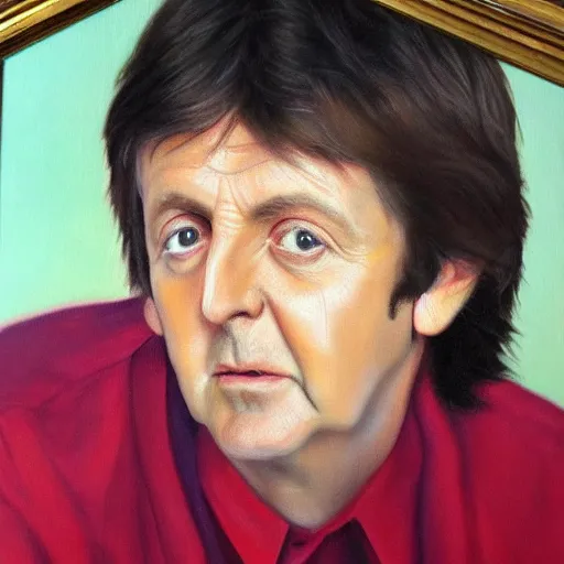 Image similar to a framed oil painting of an older paul mccartney, 8 k, high definition, highly detailed, photo - realistic