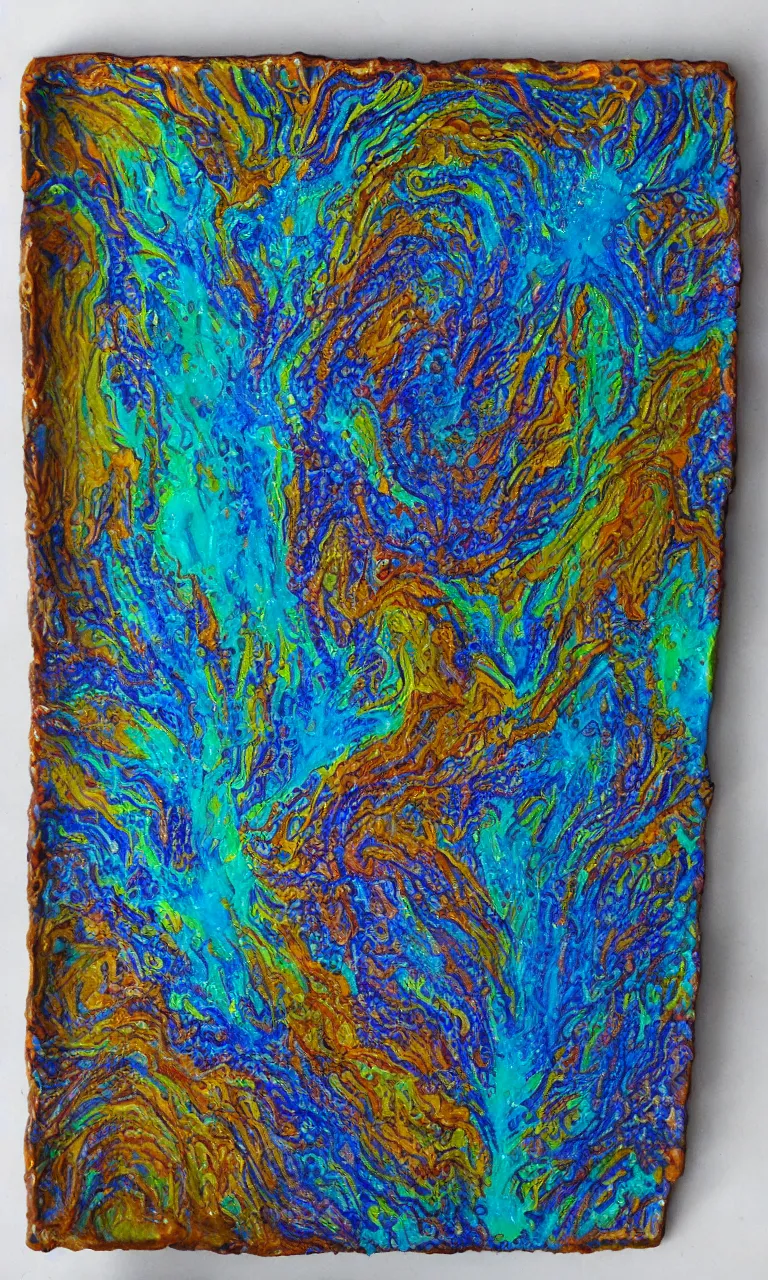 Image similar to Acrylic pour painting, blachole technique