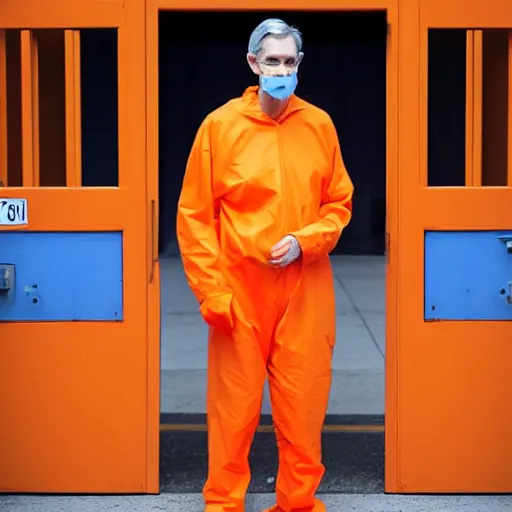 Prompt: Jerome Powell in an orange jail suit, 4k, photo,