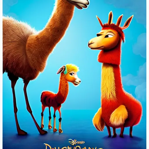 Prompt: kung fu llama, key character poster, dreamworks studios, all rights reserved
