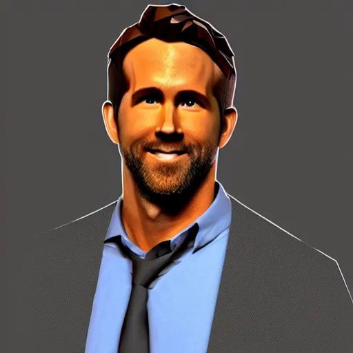 Prompt: low poly render of ryan reynolds