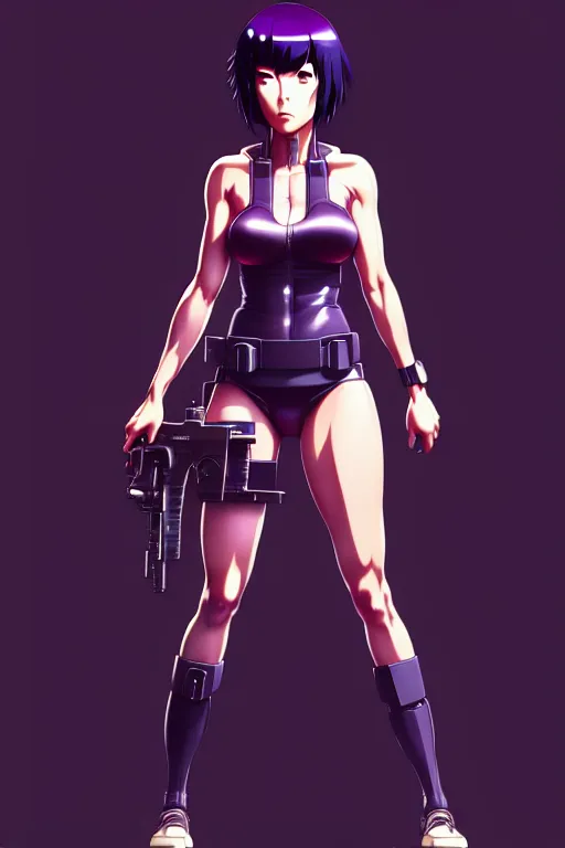 Image similar to a fullbody portrait of motoko kusanagi the major ghost in the shell : : stand alone complex, under repairs, maintenance : : by ilya kuvshinov, rossdraws, artgerm, sola digital arts, anti aliasing, raytracing : :