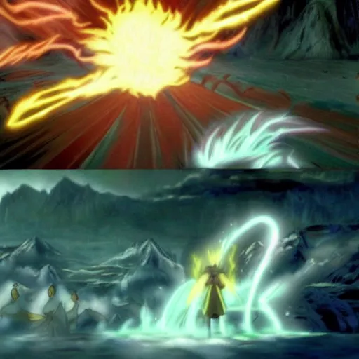 Prompt: epic scene from: avatar- the last Airbender