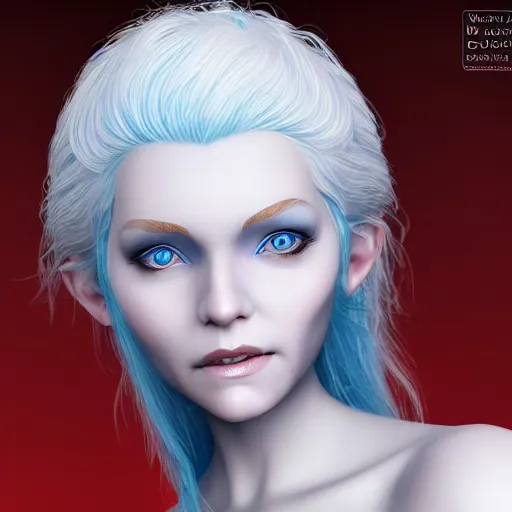 Image similar to a woman with white hair and blue eyes, a character portrait by Brian and Wendy Froud, trending on cg society, fantasy art, zbrush, airbrush art, digital painting