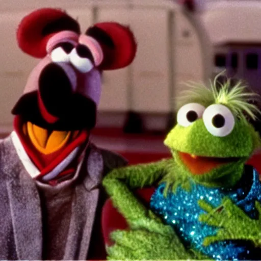 Prompt: high quality movie still of gonzo the muppet in back to the future