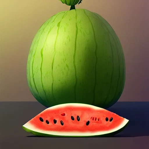 Image similar to Goro Fujita illustrating a rabbit eating a giant watermelon, art by Goro Fujita, sharp focus, highly detailed, ArtStation