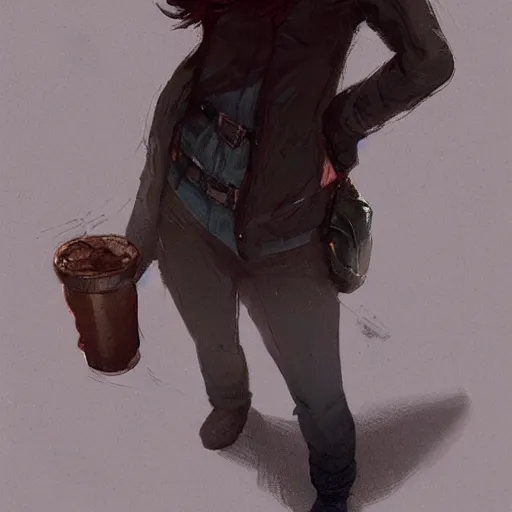Image similar to a dark - haired girl hitch - hiking, wearing a brown glove with her thumb held aloft, highly detailed, digital painting, artstation, concept art, sharp focus, illustration, art by greg rutkowski