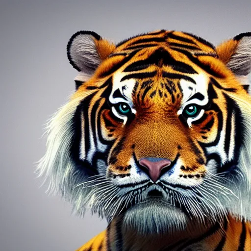 Image similar to Photograph of 🐯!! Adorable, hyperrealistic, 4K, Octane render, unreal engine cinematic, XF IQ4, 150MP, 50mm, F1.4, ISO 200, 1/160s, natural light, Adobe Lightroom, photolab, Affinity Photo, PhotoDirector 365,