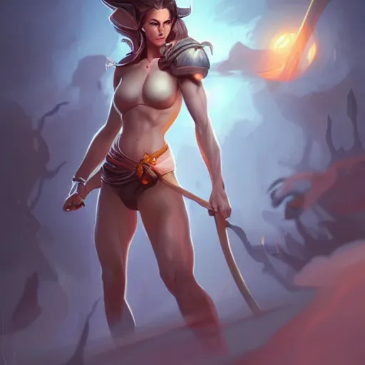 Prompt: stylized muscular female D&D character, full body, dinamic body pose, digital art by Peter Mohrbacher and Eric Fortune and Julie Dillon, atmospheric cinematic lighting, concept art, matte, sharp focus, stunning, beautiful, powerfull illustration, highly detailed award-winning masterpiece with incredible and beautiful details, trending on ArtStation