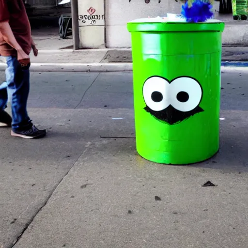 Image similar to Homeless Oscar the Grouch on Skid Row